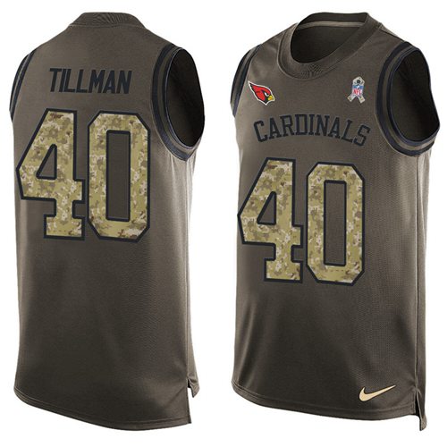 Nike Cardinals #40 Pat Tillman Green Men's Stitched NFL Limited Salute To Service Tank Top Jersey - Click Image to Close